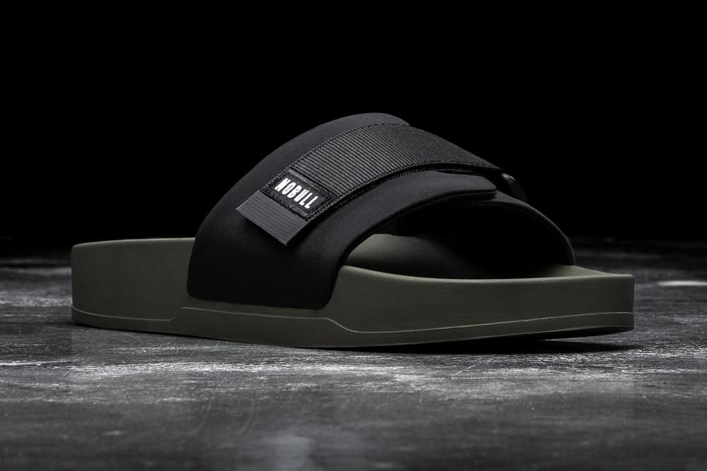 NOBULL Men's Adjustable Slides - Black Ivy - Ireland (5138FCDSQ)